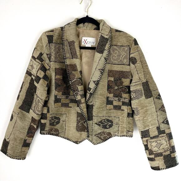 Vintage Expose Womens Chenille Waistcoat Jacket Blazer Medium Made in the USA - Picture 3 of 6